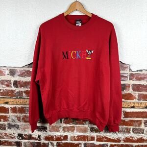 Vintage Mickey Unlimited Sweatshirt Size XL Red Fleece Crewneck Mickey Mouse 90s